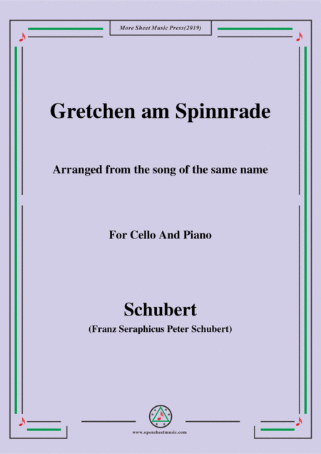 Free Sheet Music Schubert Gretchen Am Spinnrade For Cello And Piano