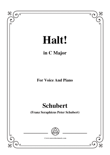 Schubert Halt In C Major Op 25 No 3 For Voice And Piano Sheet Music