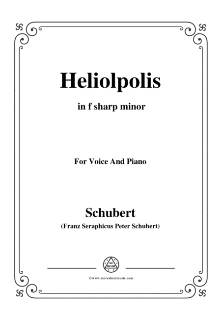 Schubert Heliopolis From Heliopolis I D 753 In F Sharp Minor For Voice Piano Sheet Music