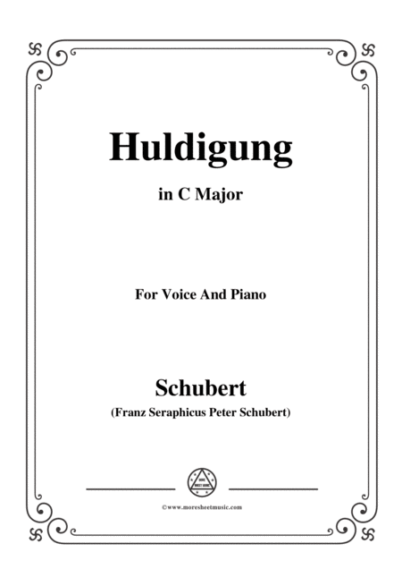 Free Sheet Music Schubert Huldigung In C Major For Voice Piano