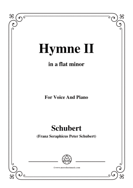 Schubert Hymne Hymn Ii D 660 In A Flat Minor For Voice Piano Sheet Music