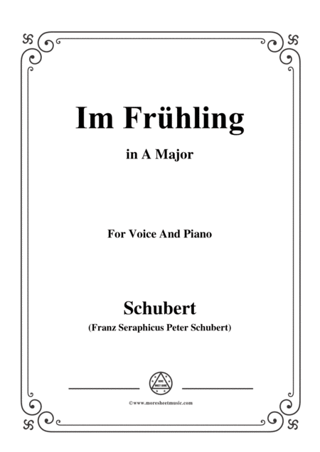 Schubert Im Frhling In A Major For Voice And Piano Sheet Music