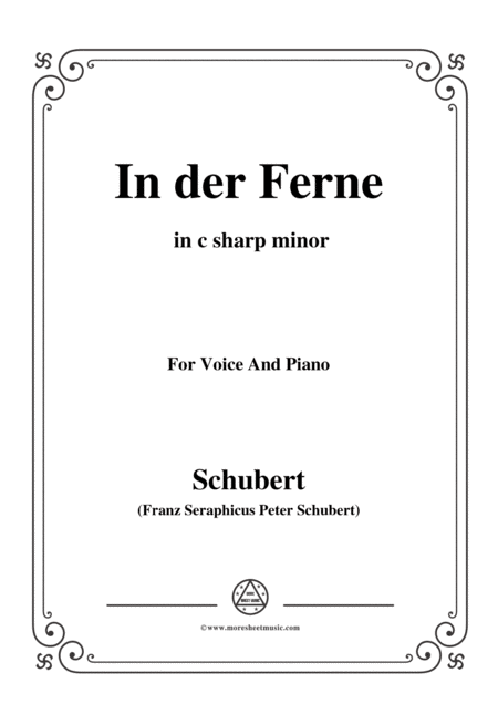 Free Sheet Music Schubert In Der Ferne In C Sharp Minor For Voice Piano
