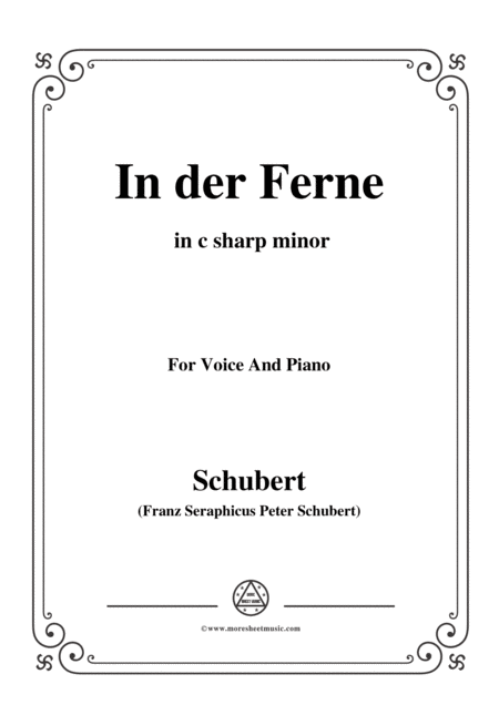 Schubert In Der Ferne In C Sharp Minor For Voice Piano Sheet Music