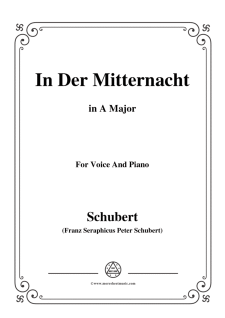 Schubert In Der Mitternacht In A Major For Voice Piano Sheet Music