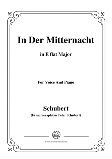 Free Sheet Music Schubert In Der Mitternacht In E Flat Major For Voice Piano