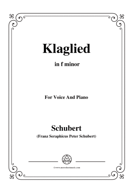 Schubert Klaglied Op 131 No 3 In F Minor For Voice Piano Sheet Music