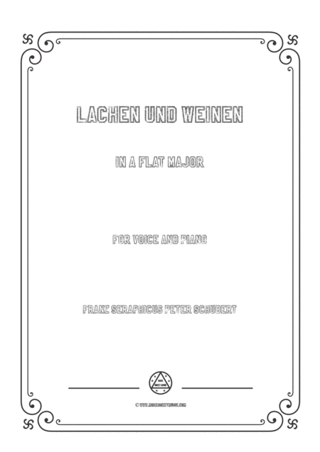 Schubert Lachen Und Weinen In A Flat Major For Voice And Piano Sheet Music