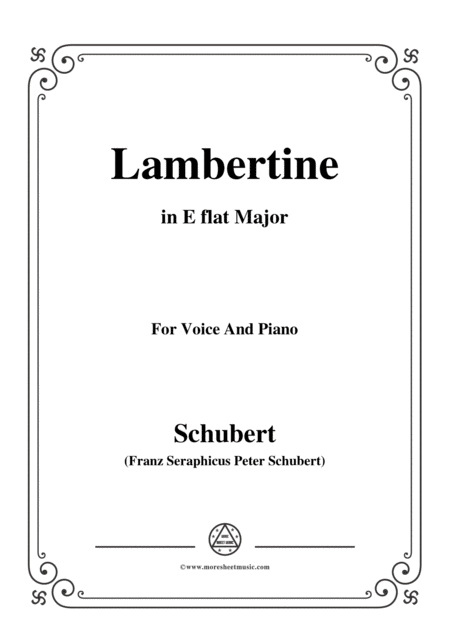 Schubert Lambertine In E Flat Major For Voice Piano Sheet Music