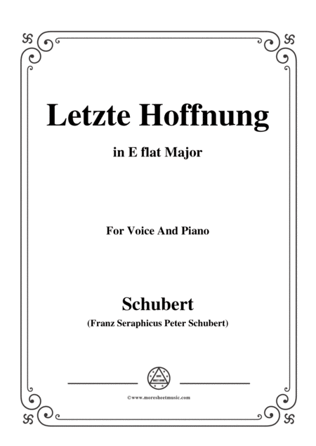 Schubert Letzte Hoffnung From Winterreise Op 89 D 911 No 16 In E Flat Major For Voice Piano Sheet Music