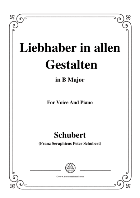 Free Sheet Music Schubert Liebhaber In Allen Gestalten In B Major For Voice Piano