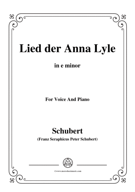 Free Sheet Music Schubert Lied Der Anna Lyle Op 85 No 1 In E Minor For Voice Piano