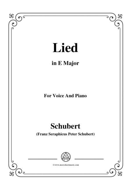 Schubert Lied Es Ist So Angenehm In E Major D 284 For Voice And Piano Sheet Music