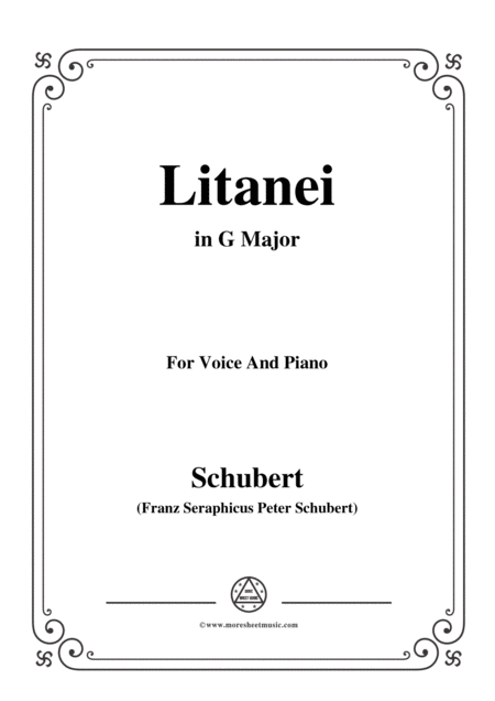 Schubert Litanei In G Major For Voice And Piano Sheet Music