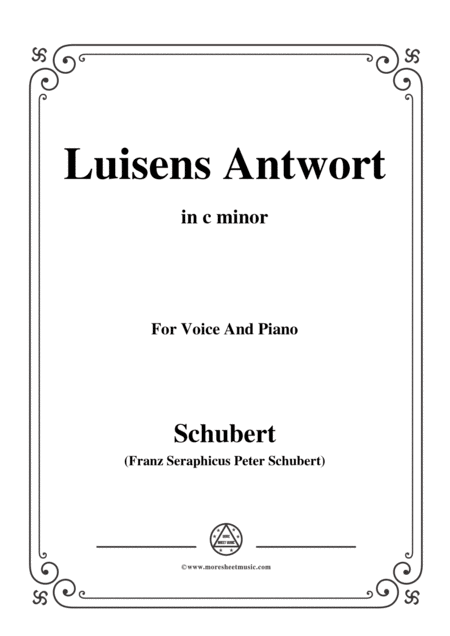 Schubert Luisens Antwort In C Minor For Voice Piano Sheet Music