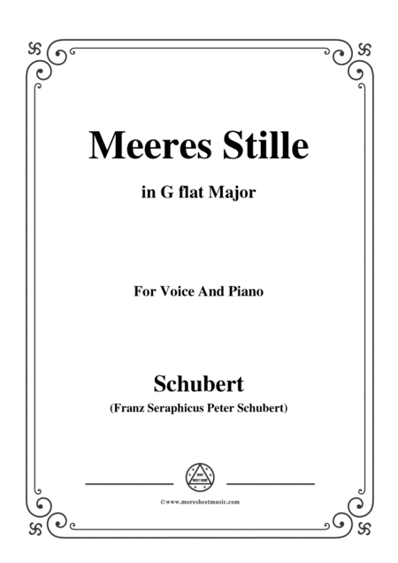 Schubert Meeres Stille Op 3 No 2 In G Flat Major For Voice Piano Sheet Music