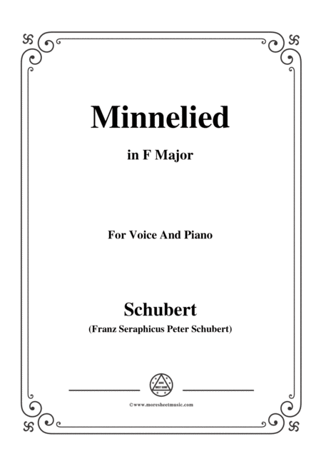 Schubert Minnelied In F Major For Voice Piano Sheet Music