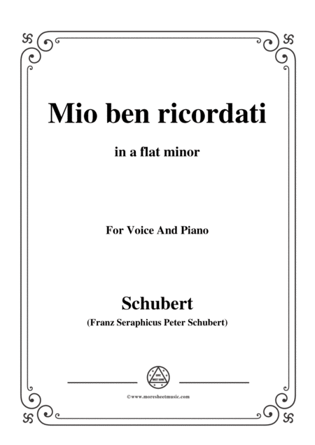 Free Sheet Music Schubert Mio Ben Ricordati In A Flat Minor For Voice Piano