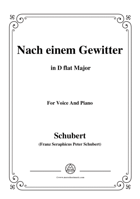 Schubert Nach Einem Gewitter In D Flat Major For Voice And Piano Sheet Music