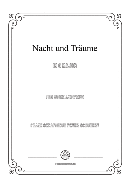 Free Sheet Music Schubert Nacht Und Trume In G Major For Voice And Piano