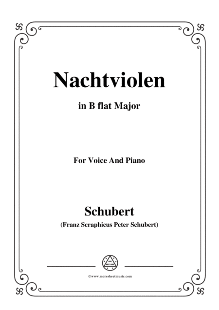 Schubert Nachtviolen In B Flat Major For Voice And Piano Sheet Music