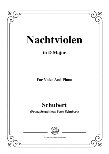 Schubert Nachtviolen In D Major For Voice And Piano Sheet Music