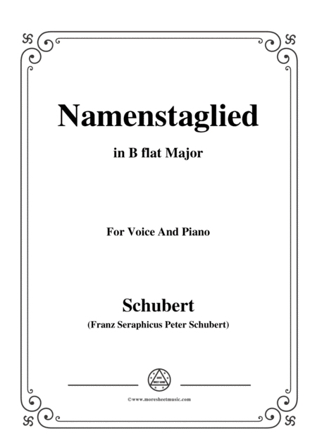 Schubert Namenstaglied In B Flat Major From Madrigali For Voice Piano Sheet Music