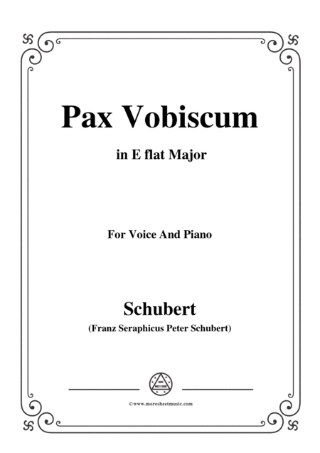 Free Sheet Music Schubert Pax Vobiscum In E Flat Major For Voice And Piano