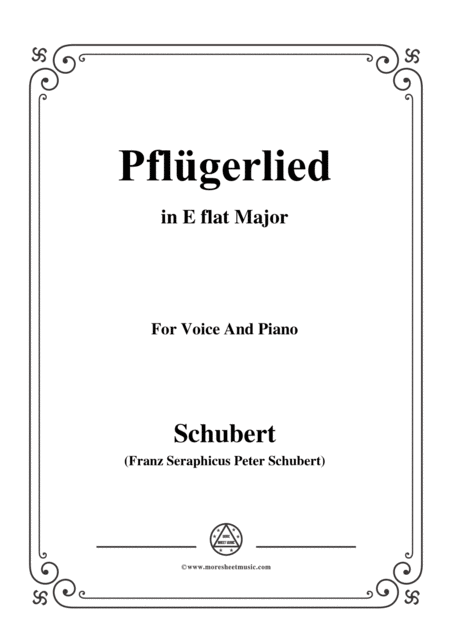 Schubert Pflgerlied In E Flat Major For Voice And Piano Sheet Music