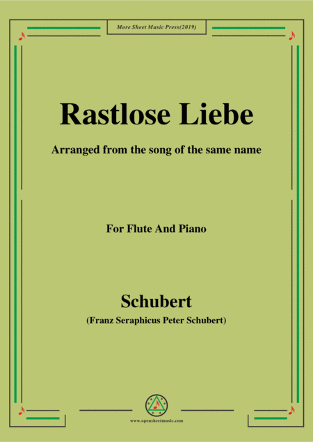 Free Sheet Music Schubert Rastlose Liebe For Flute And Piano