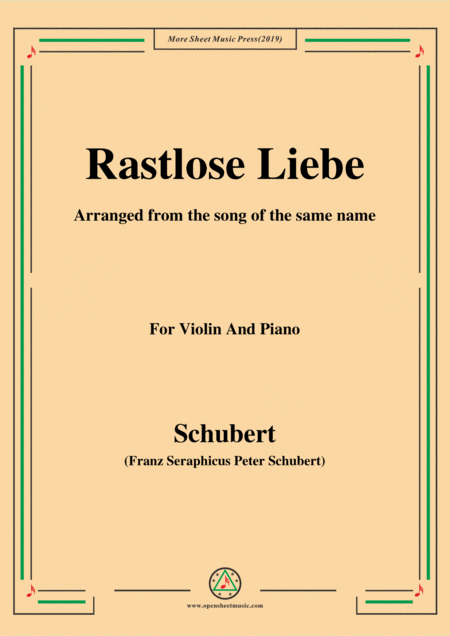 Free Sheet Music Schubert Rastlose Liebe For Violin And Piano