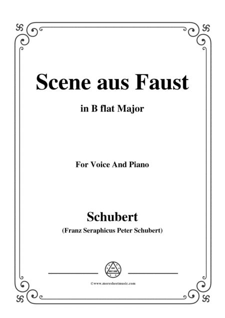 Schubert Scene Aus Faust In B Flat Major For Voice Piano Sheet Music