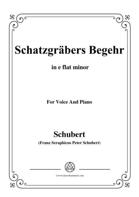 Schubert Schatzgrbers Begehr Op 23 No 4 In E Flat Minor For Voice Piano Sheet Music