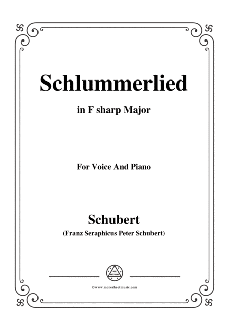 Schubert Schlummerlied In F Sharp Major Op 24 No 2 For Voice And Piano Sheet Music