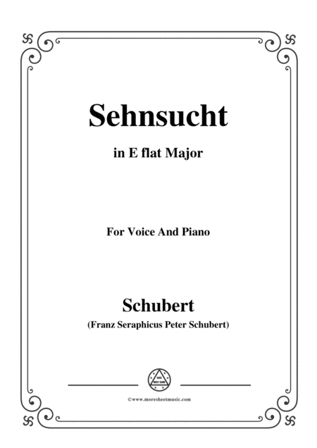 Free Sheet Music Schubert Sehnsucht In E Flat Major For Voice Piano