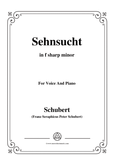 Schubert Sehnsucht In F Sharp Minor Op 105 No 4 For Voice And Piano Sheet Music