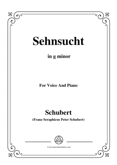 Free Sheet Music Schubert Sehnsucht Op 39 D 636 In G Minor For Voice And Piano