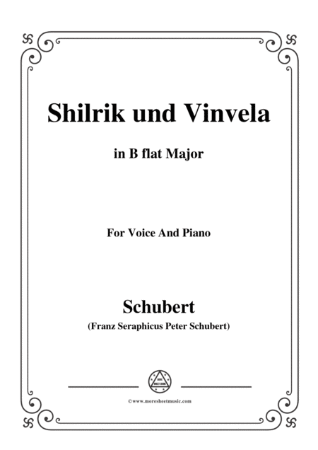 Schubert Shilrik Und Vinvela In B Flat Major For Voice Piano Sheet Music