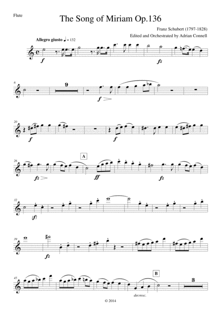 Free Sheet Music Schubert The Song Of Miriam Op 136 Flute