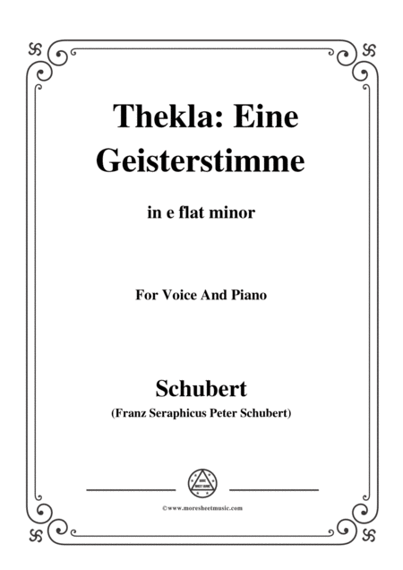 Schubert Thekla Eine Geisterstimme Thekla A Spirit Voice D 595 In E Flat Minor For Voice Piano Sheet Music