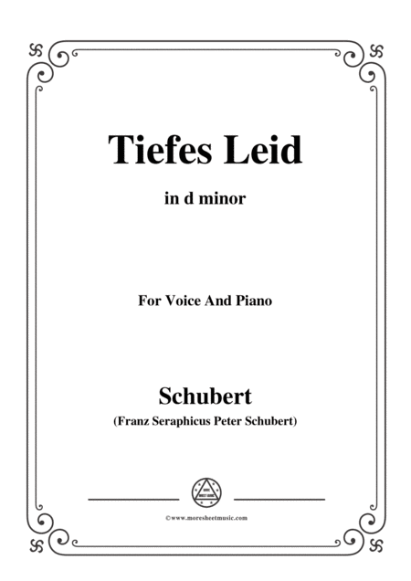 Free Sheet Music Schubert Tiefes Leid In D Minor For Voice Piano