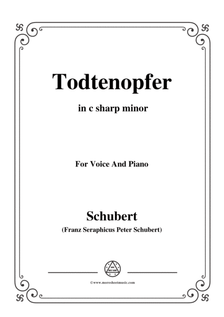 Free Sheet Music Schubert Todtenopfer In C Sharp Minor For Voice Piano