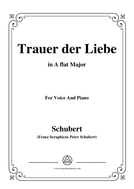 Schubert Trauer Der Liebe In A Flat Major For Voice Piano Sheet Music