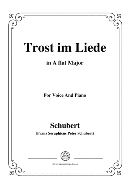 Schubert Trost Im Liede In A Flat Major For Voice And Piano Sheet Music