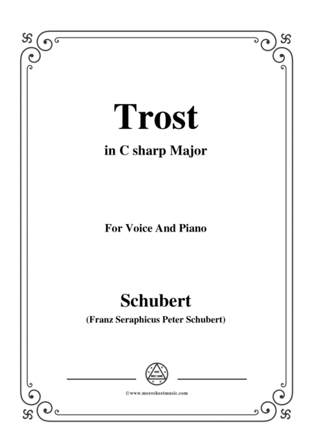 Schubert Trost In C Sharp Major For Voice Piano Sheet Music