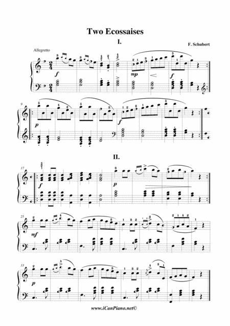 Schubert Two Ecossaises Icanpiano Style Sheet Music