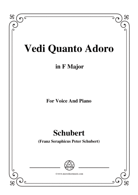 Schubert Vedi Quanto Adoro In F Major For Voice Piano Sheet Music