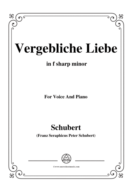 Schubert Vergebliche Liebe Op 173 No 3 In F Sharp Minor For Voice Piano Sheet Music