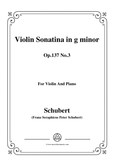 Schubert Violin Sonatina In G Minor Op 137 No 3 Sheet Music