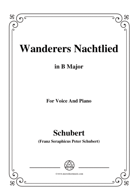 Free Sheet Music Schubert Wanderers Nachtlied In B Major For Voice And Piano